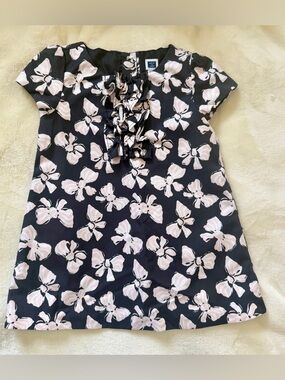 Janie and Jack Bow Print Ruffle Dress 12-18M EUC